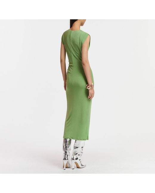 Essentiel Antwerp Green Fruili Gathered Woven Maxi Dress