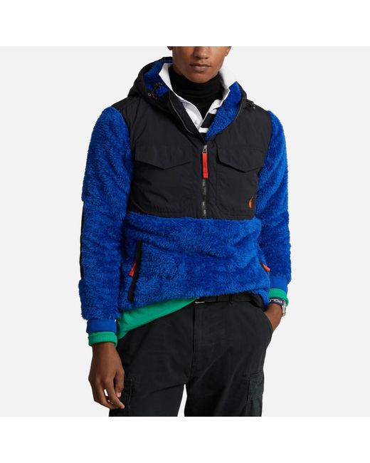 Polo Ralph Lauren Blue Fleece And Nylon Half-Zip Jacket for men