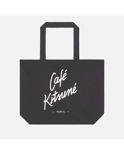 Café Kitsuné Black Logo-print Cotton-canvas Tote Bag for men