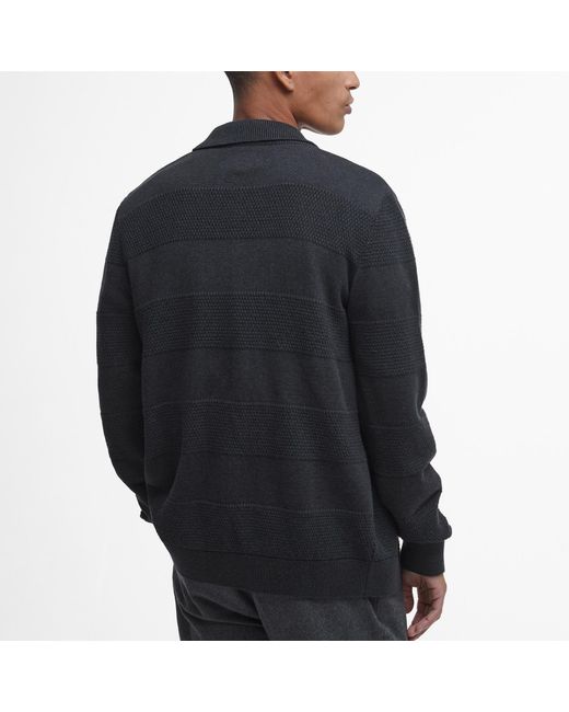 Barbour Black Filley Knitted Button Down Cardigan for men