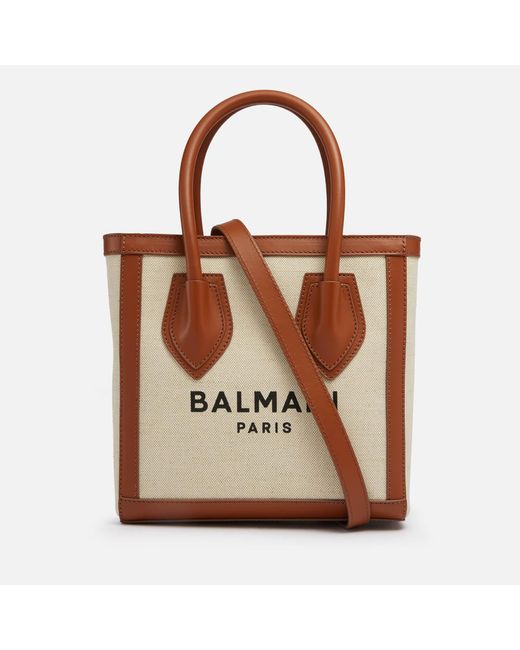 Balmain Brown B-army Canvas & Logo Shopper 24 Bag