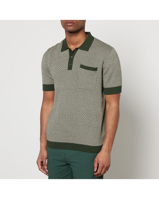 Percival Green Casa Martini Cotton-Jacquard Polo Shirt for men
