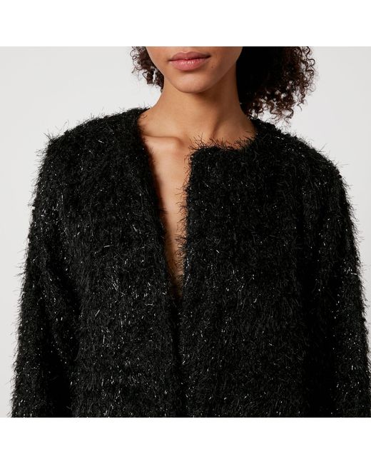 Stine Goya Black Alec Lurex Faux Fur Coat