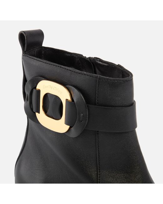 See By Chloé Black ‘Chany’ Leather Ankle Boots