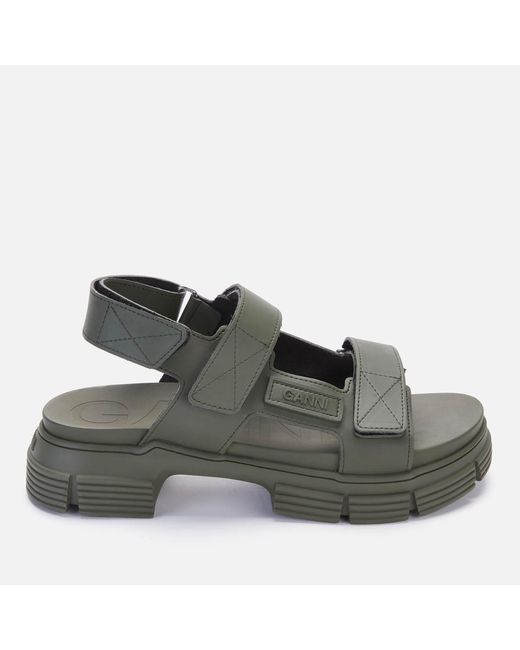 Ganni Sustainable Rubber Sandals in Green | Lyst
