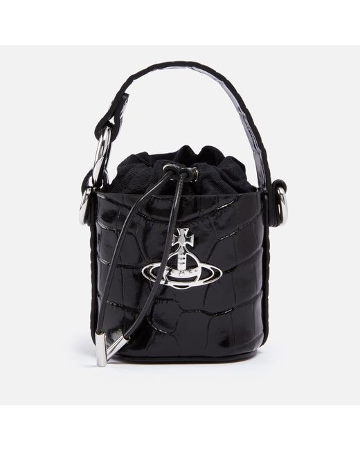 Vivienne Westwood Black Mini Daisy Croc-effect Leather Bucket Bag