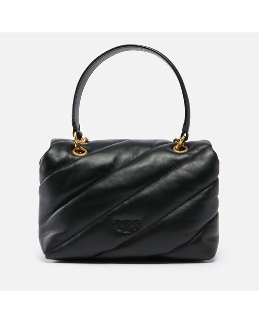 Pinko Black Love Puff Mini Chevron Quilted Leather Bag