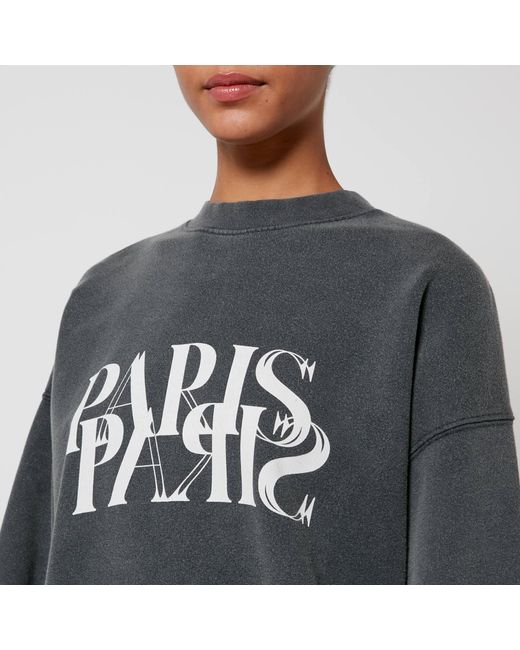 Anine Bing Black Jaci Paris Cotton-Jersey Sweatshirt