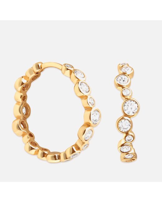 Astrid & Miyu Metallic Crystal Scatter 18-karat Gold-plated Hoop Earrings