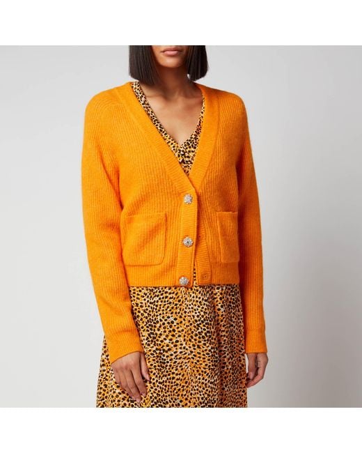 Ganni Orange Soft Wool Knit Cardigan