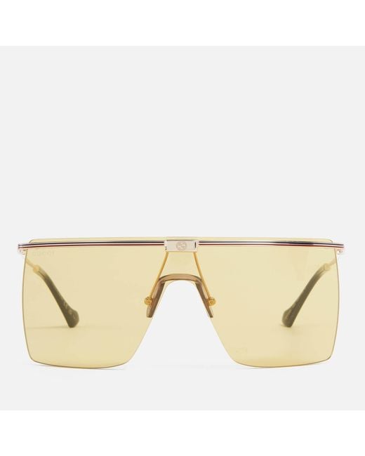 Gucci Natural Visors Square-frame Gold-tone Metal Sunglasses for men
