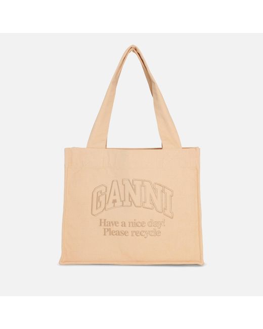 Ganni Natural Large Easy Recycled Canvas Tote Bag