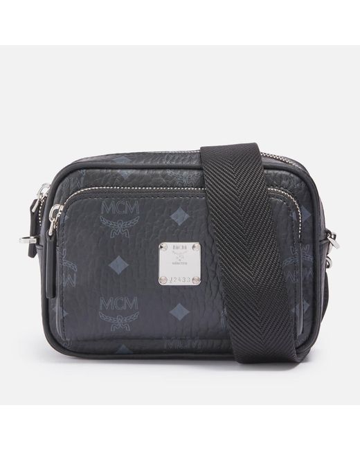 MCM Black/Grey Coated Canvas and Leather Crossbody Bag