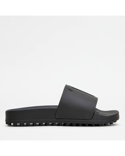 Tod's Black 13k Rubber Slide Sandals for men