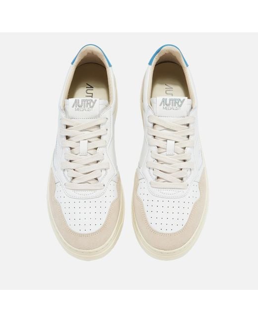 Autry White Medalist Leather And Suede Court Trainers for men