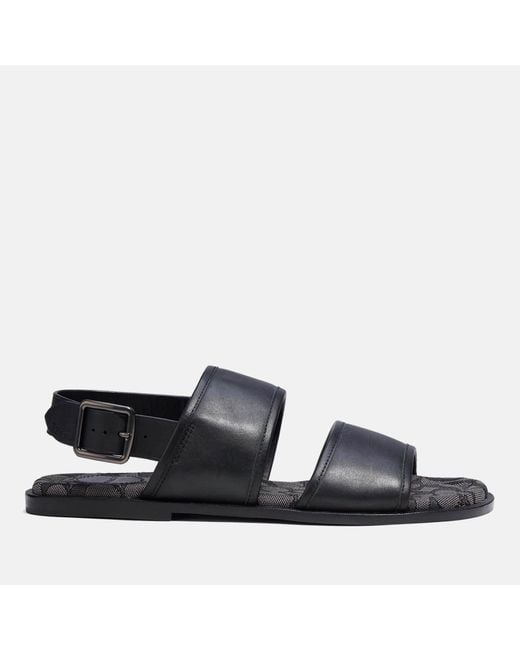 COACH Black Leather Sandals for men