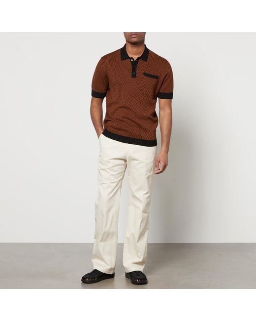 Percival Brown Casa Martini Cotton-Jacquard Polo Shirt for men