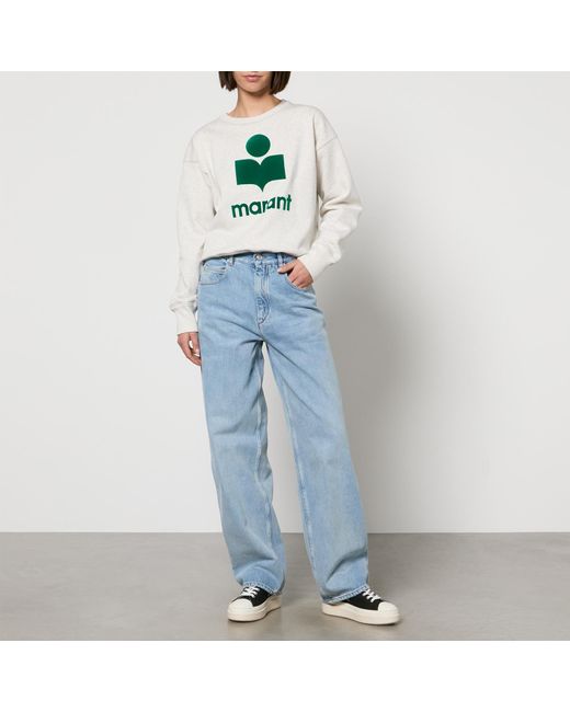 Isabel Marant Gray Mobyli Flocked Logo Cotton-Jersey Sweatshirt