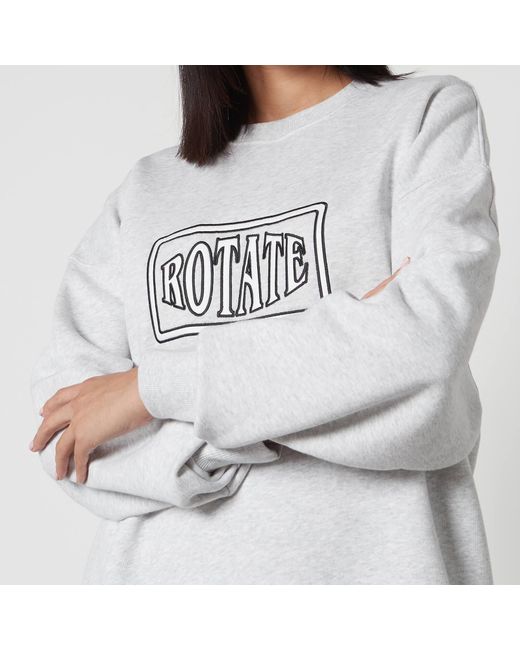 ROTATE SUNDAY Gray Logo-Embroidered Cotton-Jersey Sweatshirt