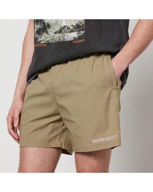 Represent Green Logo-Print Cotton Shorts for men