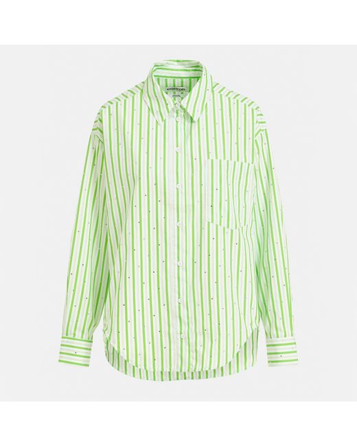Essentiel Antwerp Green Fevertree Embellished Cotton-Poplin Shirt