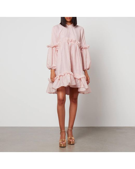 Sister Jane Pink Scents Tiered-skirt Woven Mini Dress