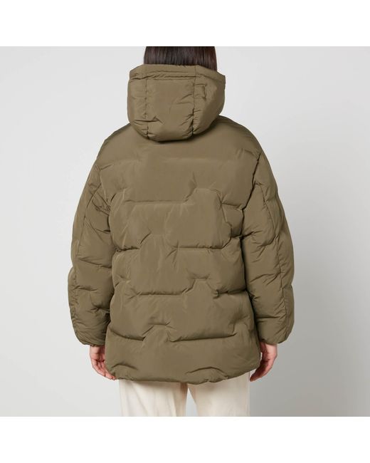 Ganni Green Hooded Quilted Shell Jacket