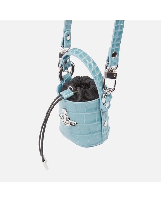 Vivienne Westwood Blue Mini Daisy Croc-embossed Leather Bag