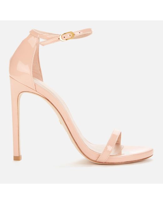 Stuart Weitzman Natural Nudistsong Leather Barely There Heeled Sandals