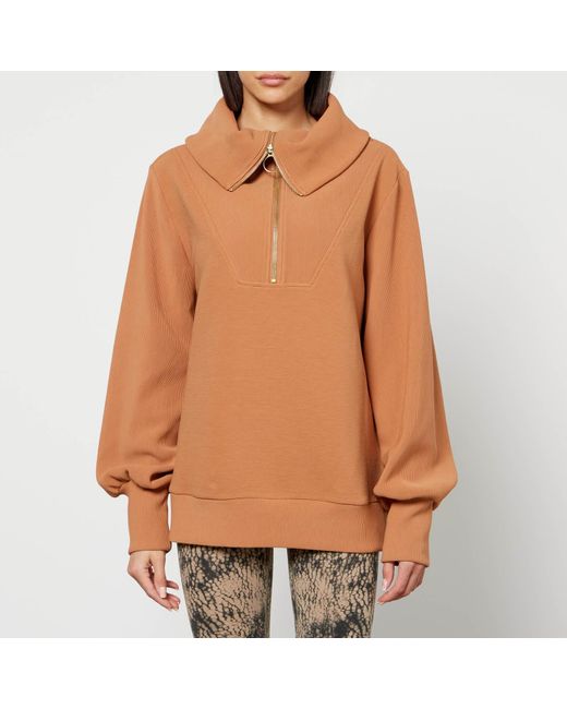 Varley Brown Vine Ribbed Cotton-blend Jersey Sweatshirt