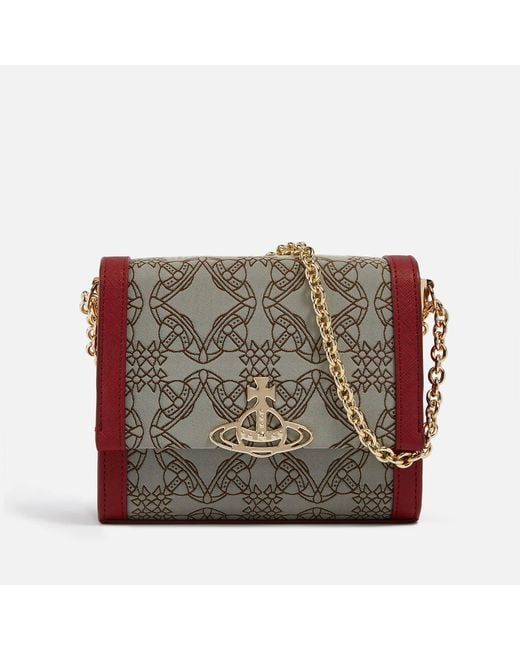 Vivienne Westwood Gray Small Lucy Vegan Leather And Logo-jacquard Bag