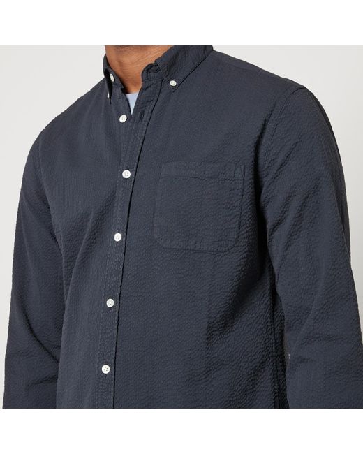 Portuguese Flannel Blue Atlantico Stripe Cotton-seersucker Shirt for men