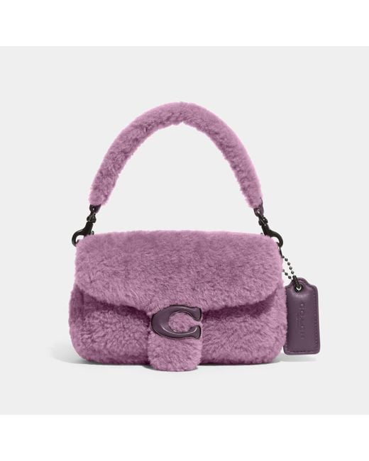 COACH Purple Pillow Tabby 18 Shearling And Leather Bag