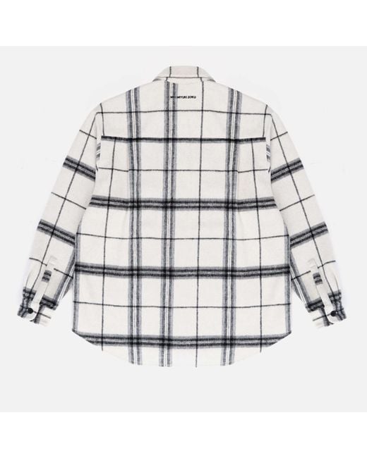 MKI Miyuki-Zoku Gray Checked Flannel Overshirt for men