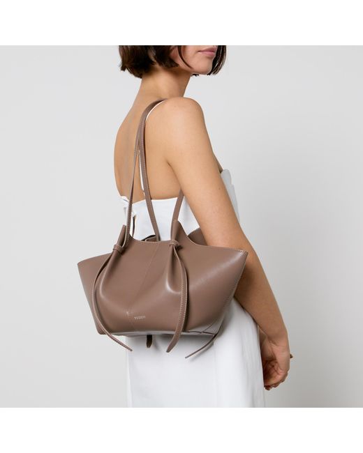 Yuzefi Brown Mochi Leather Tote Bag
