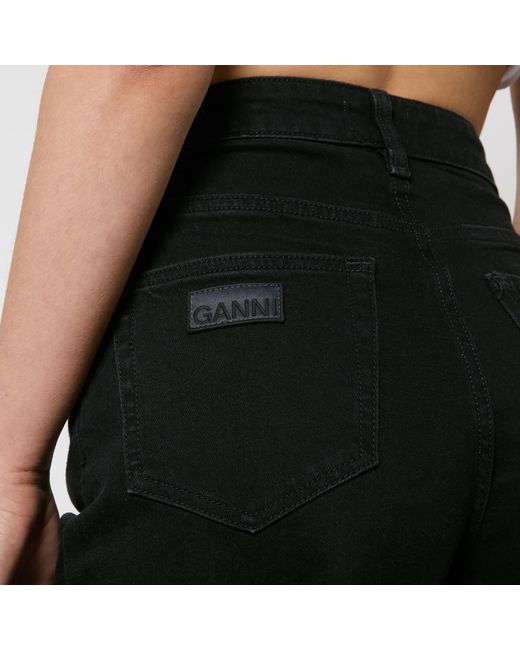 Ganni Black Andi Stretch-Denim Straight-Leg Jeans
