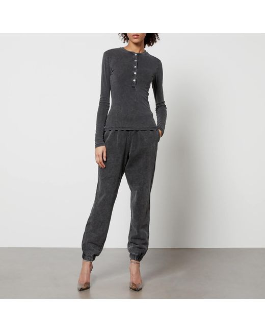GOOD AMERICAN Gray Jeanius Ribbed Stretch-Tencel Top