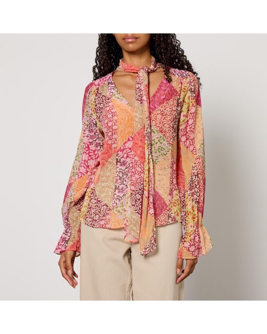 Rixo Orange Jovie Printed Georgette Blouse