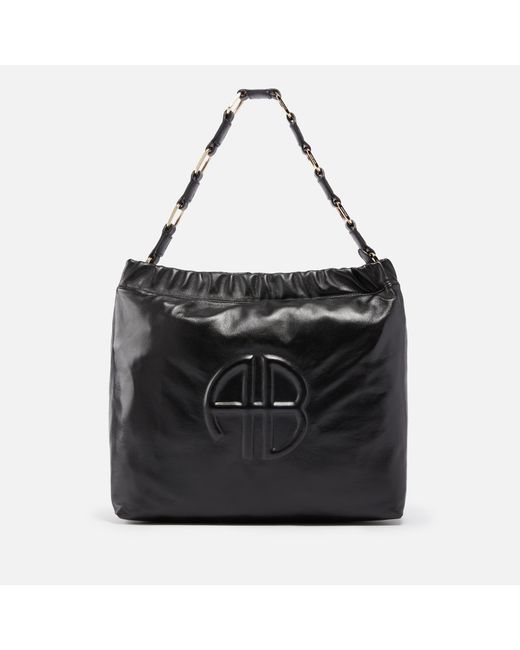 Anine Bing Black Kate Logo-embossed Leather Shoulder Bag