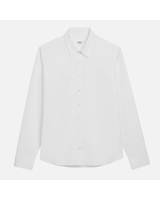 AMI White Classic Cotton-Poplin Shirt for men