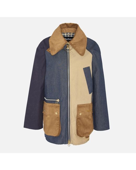 Barbour Blue The Edit Gunnerside Patch Chambray And Gabardine Jacket