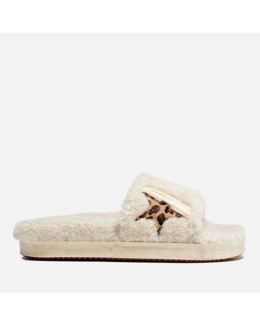 Golden Goose Golden Goose Poolstar Shearling Slide Sandals in Beige ...