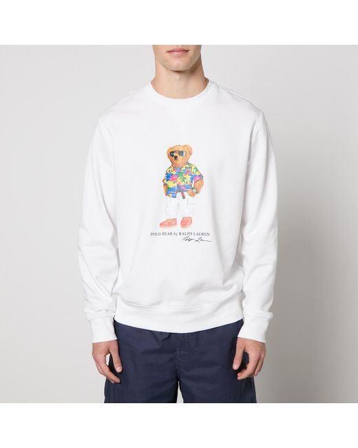 Polo Ralph Lauren White Bear Logo-print Cotton-jersey Sweatshirt for men