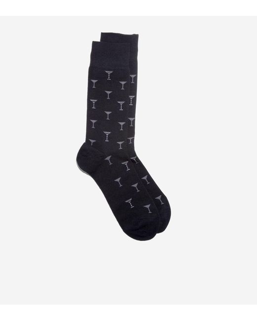 Cole Haan Black Men's Martini Glass Dress Crew Socks for men