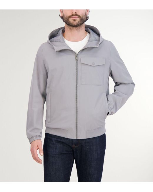 Cole Haan Gray Men's Hooded Jacket With Rib Hem for men