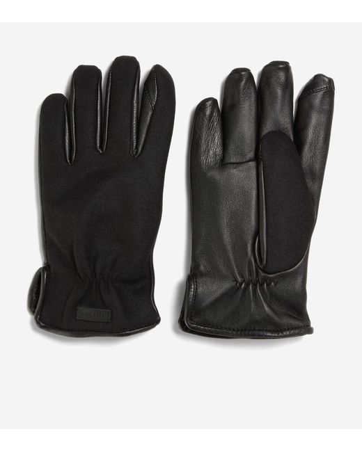 Cole Haan Black Wool Back Leather Glove for men