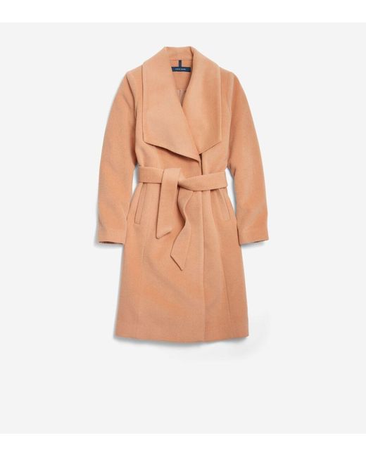 Cole Haan Natural Women's Luxe Maxi Wrap Coat