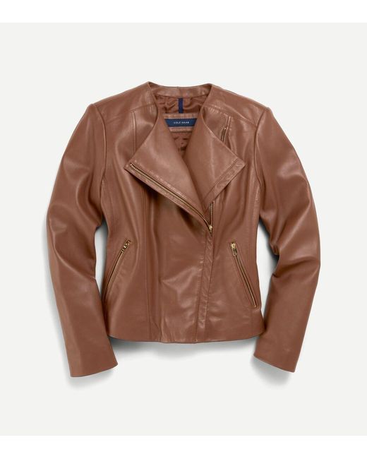 Cole Haan Brown Women's Asymmetrical Leather Jacket