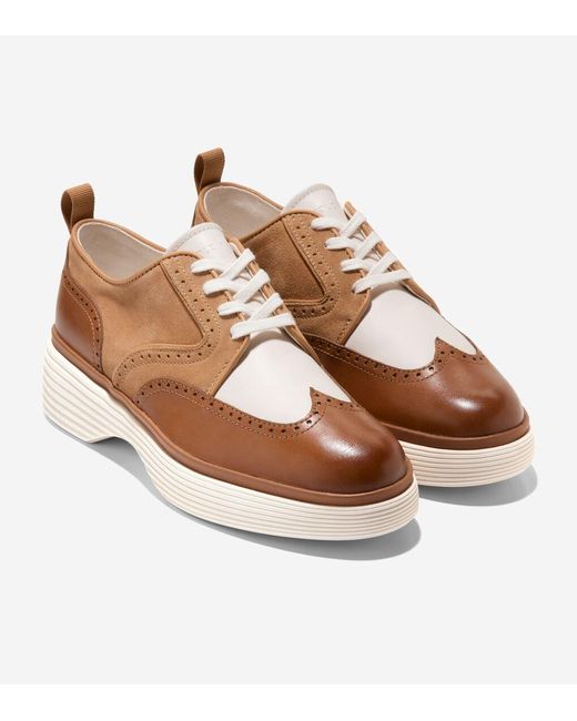Cole Haan Brown Women's Øriginalgrand City Platform Wingtip Oxfords