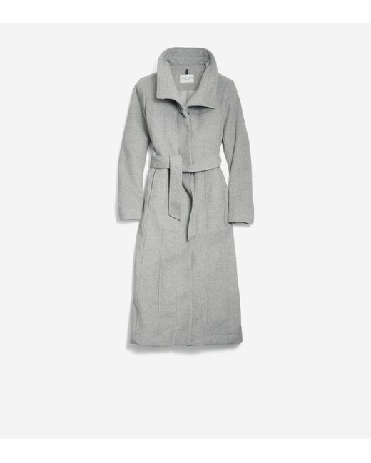 Cole Haan Gray Women's Slick Wool Long Coat